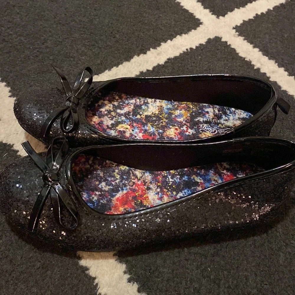 Glitter sequins flat shoe with tie - Picture 3 of 6